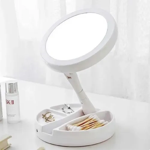 Espejo Doble Luz Led Plegable Maquillaje Usb/pilas- La Aldea