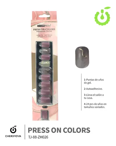 Uñas Press On Cherimoya Gold Brillante para Manos (Pack 30 Unidades)