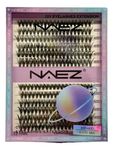 Set Pestañas Postiza Naez 0.07d 12 Filas Extensiones 30p 40p