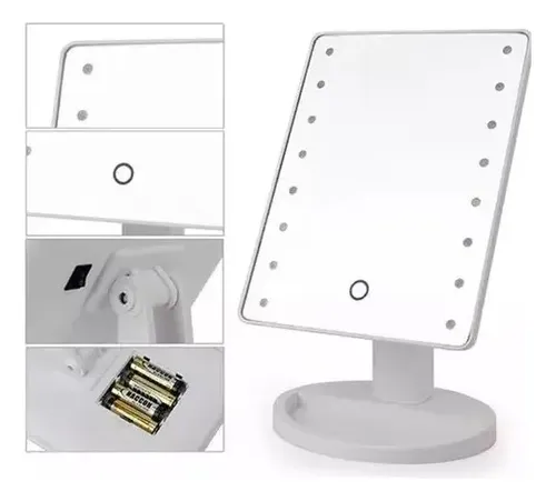 Espejo Maquillaje Tactil Luz 16 Led 3 Modos Usb