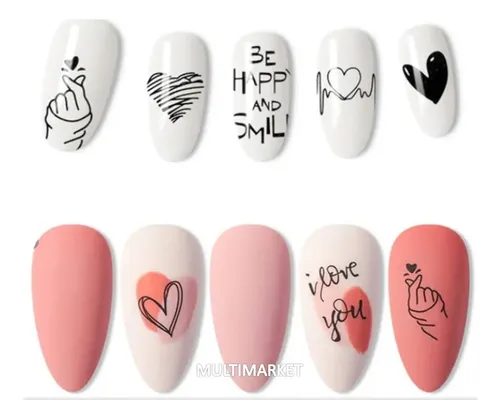 Stickers Autoadhesivos Para Uñas – Corazones – Nail Art