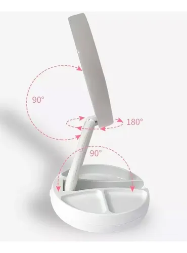 Espejo Plegable Para Maquillaje Doble Cara Con Luz Led Color Del Marco Blanco
