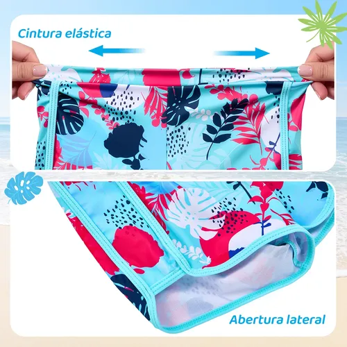 Traje De Baño Para Niñas Con Gorro 7-11 Años