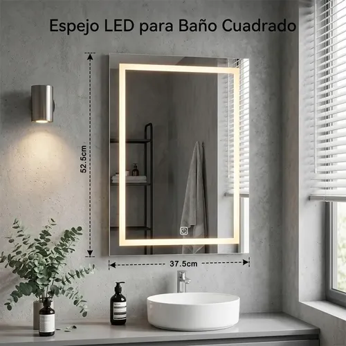 Dyc Espejo Luz Led Touch Pared Tocador Baño Vestidor 3