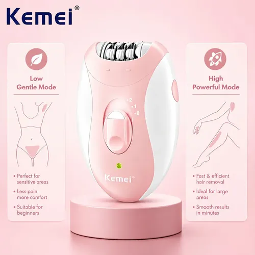 Depiladora Eléctrica Kemei Recargable Mujer Pink
