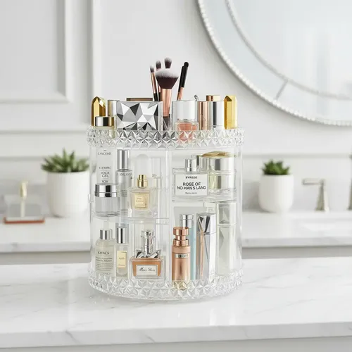 Organizador De Cosméticos Transparente Giratorio Maquillaje