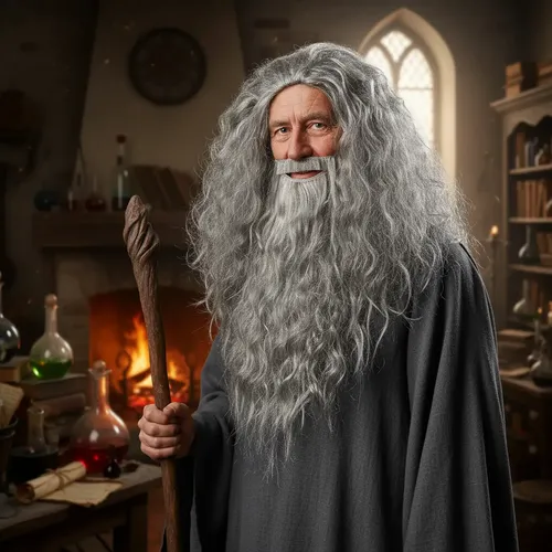 Peluca Barba Brujo Dumbledore Harry Potter Disfraz Cosplay