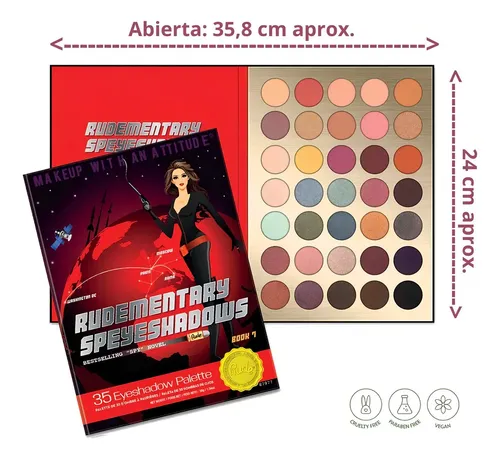 Paleta Sombras Rude Cosmetics Rudementary Book 7 Mate Brillante 35 Colores