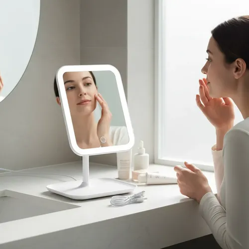 Espejo Maquillaje Led Luz Usb 360° Botón Táctil Ajustable