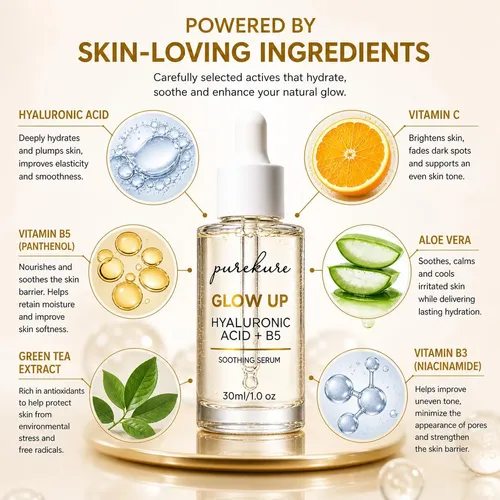 Sérum De Ácido Hialurónico Purekure 30 Ml De Hidratación Pro Sensible Día/noche