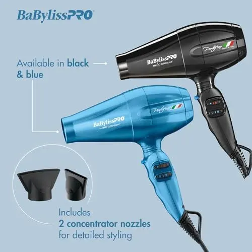 Secador De Pelo Babylisspro Nano Titanium Portofino 2000w Co Azul