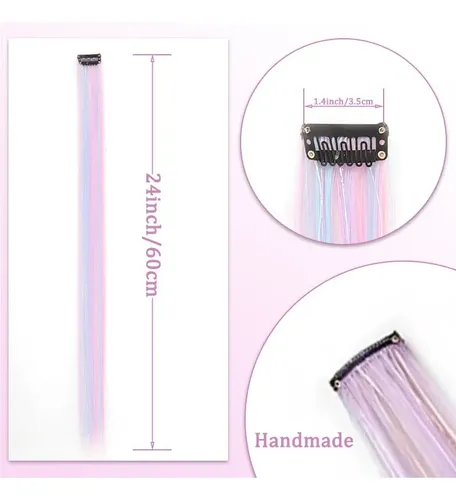 Extensión De Cabello 60cm Fantasía Clip Alta Temperatura