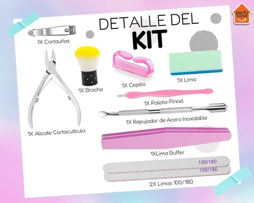 Kit Completo X12 Insumos Uñas Esculpidas Set Limas Nail Care
