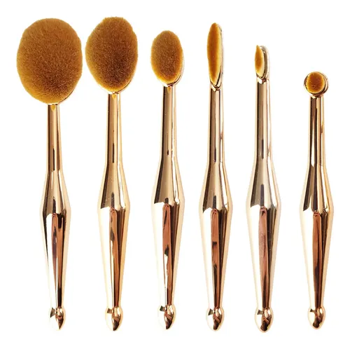 Set Profesional 6 Brochas Oval De Maquillaje Colores Color Rosa
