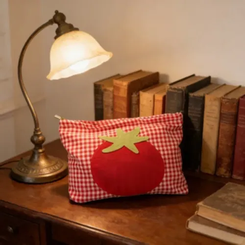 2 Estuches Maquillaje Tela Gato Patchwork Y Tomate Cuadros