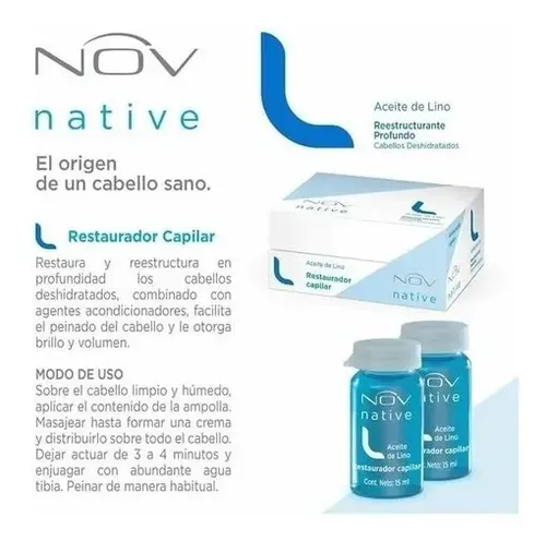 Ampollas Nov Native Aceite De Lino X15 Unidades Profesional