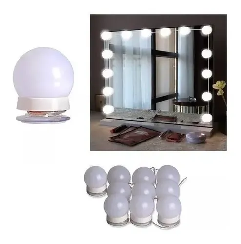 Led Espejo 10 Luces Maquillaje Makeup Camarín Usb