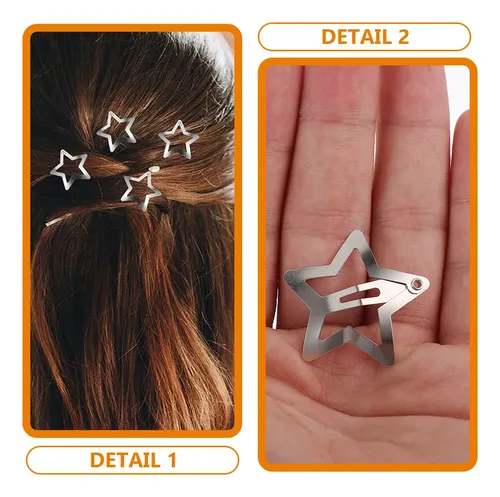 40 Clips De Pelo Estrella De Plata Pequeños Y Durables