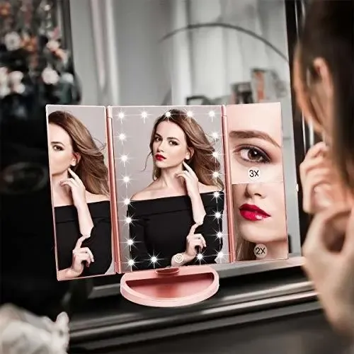 Espejo de Maquillaje Weily con Luces LED y Aumento 2x/3x, de Pie