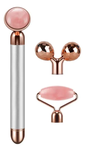 Rodillo Facial Eléctrico 3d Masajeador Jade Rosa