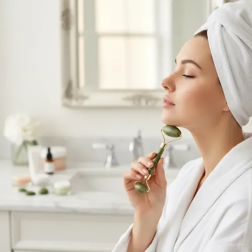 Masajeador Doble Rodillos Piedra Jade Facial Corporal
