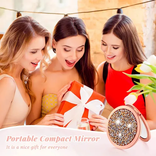 Espejo Cosmético Compacto Vicenpal Con Aumento 7 Cm Oro Rosa