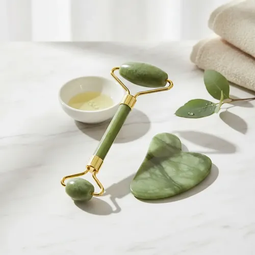 Kit Jade Roller Masajeador Facial Y Piedra Guasha