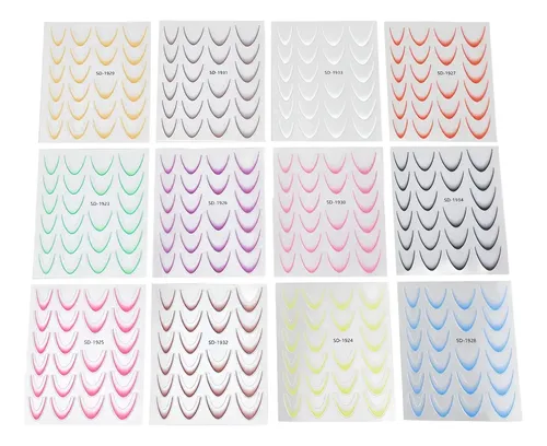 X2 Stickers Uñas 5d Degrade French Dorados Nail Art Diseño