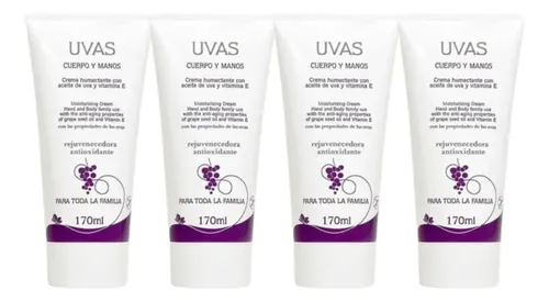 Crema De Cuerpo Y Manos 170ml X 4 Unidades Uvas Cosméticos