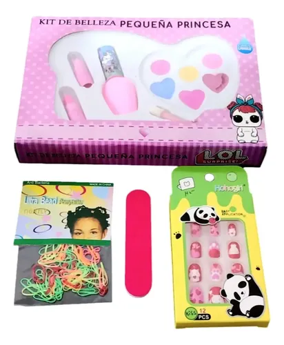 Kit Maquillaje Barbi 10 Art Uñas Stickers Brillos Navidad