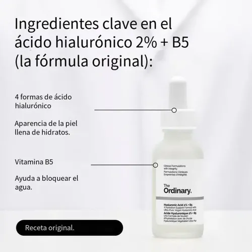 Sérum Ácido hialurónico 2% + B5 The Ordinary Hydrators e Oils día/noche para todo tipo de piel de 60mL/56g +15 años