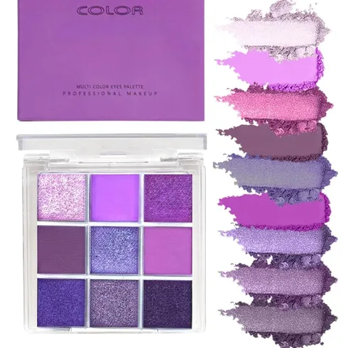 Paleta De Sombras Moradas 9 Colores Con Acabado Brillo Y