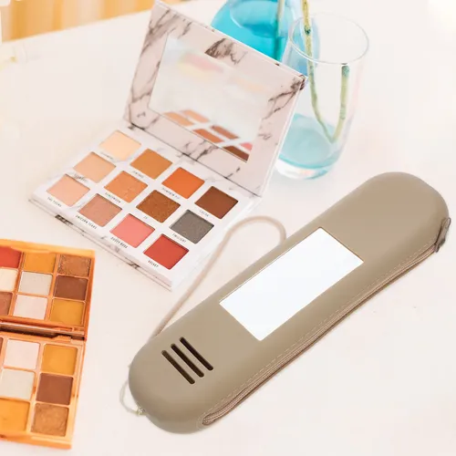 Bolsa De Cosméticos De Viaje Con Soporte Para Cepillos Facia Beige