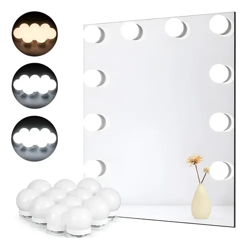 Kit 10 Focos Lamparas Luz Espejo Usb Maquillaje Camarin F