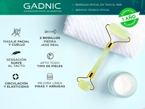 Masajeador Facial Cuello Doble Rodillo Gadnic Verde Jade