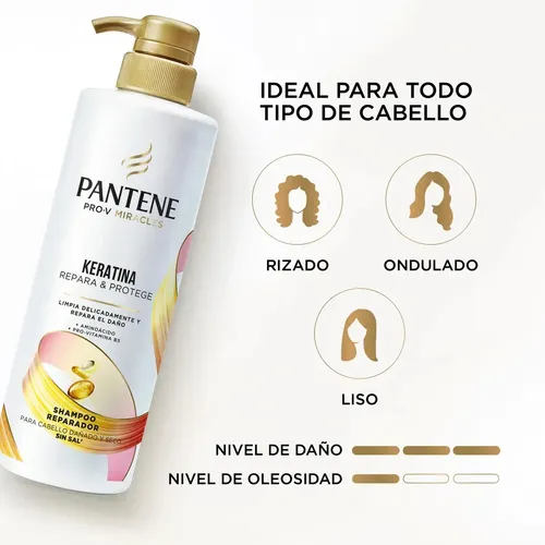 Shampoo Reparador Pantene Pro-V Miracles Keratina Repara y Protege 510 ml