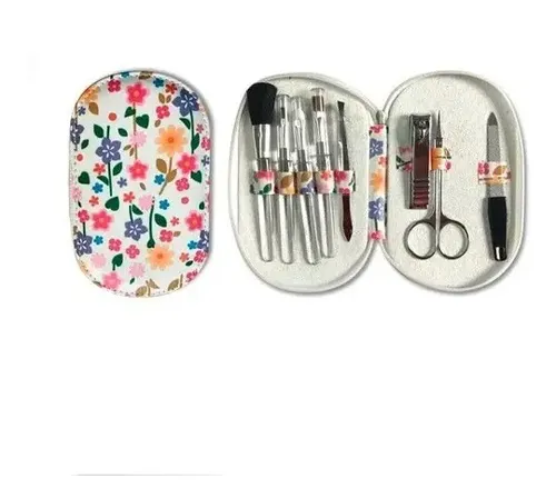 Set De Maquillaje Y Manicura 8 Piezas Acero Quirurgico M8p2 Flores