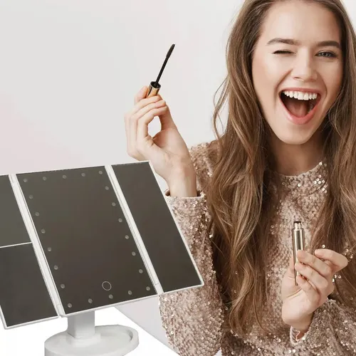 Espejo Triple Maquillaje Led Usb Con Aumentos 241344 Mlpv