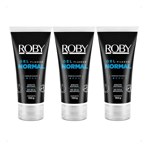 Roby Gel Fijador Normal Efecto Natural 150g Pack X 3 Uni