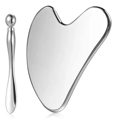 Set Gua Sha Facial Metal Reductor Papada Masajeador