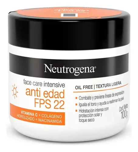 Crema Facial Neutrogena Intensive Antiedad Fps 22 100gr Momento de aplicación Día Tipo de piel Todo tipo