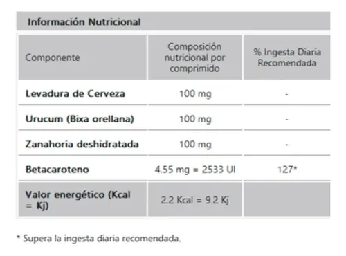 Autobronceante Pastillas Bronceador Protector Piel Betacarot