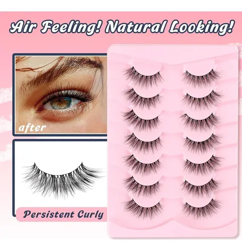 Pestañas Postizas Naturales 14 Mm Siligli 7 Pares C-curl