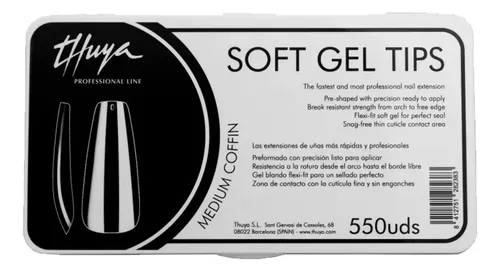 Thuya Tips Para Uñas Soft Gel Medium Coffin X550u 9c