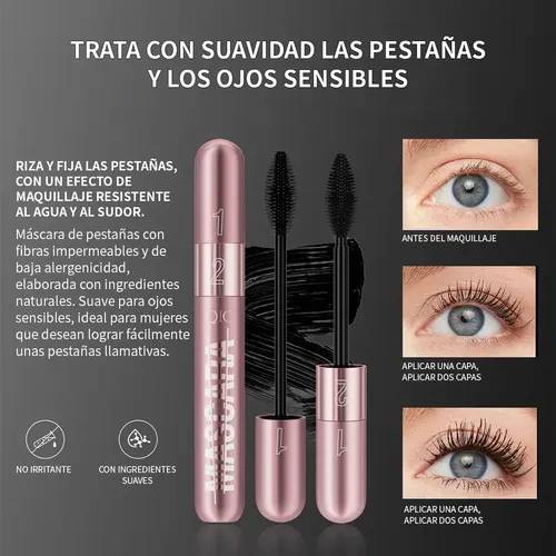 Mascara De Pestañas Rimel 2 En 1 Waterproof Volumen Y Largo
