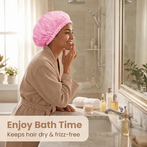 Gorro De Baño Impermeable Satén Grande Para Pelo Rizado