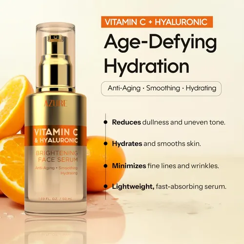 Sérum Azure De Vitamina C Con Ácido Hialurónico, 1.69 Onzas  Seca Día/noche