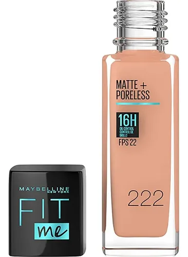 Base Líquida Maybelline Fit Me Matte + Poreless Fps 22 30ml Tono 222 True beige