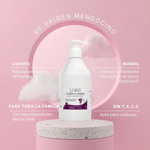 Combo 3 Cremas Cuerpo Y Manos Por 500ml Uvas Cosmet. S/tacc