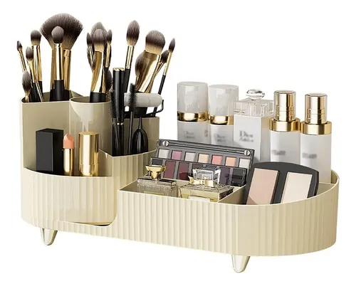 Organizador Maquillaje Porta Cosmeticos Brochas Y Pinceles Nude